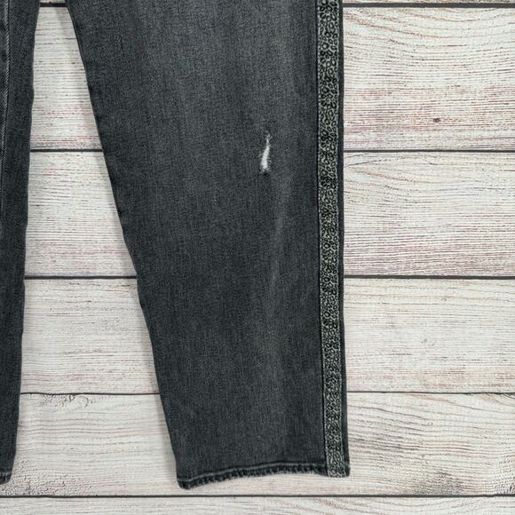 Sundry Straight Leg Animal Print Stripe Jeans Women's 31 Gray Button Fly - Picture 7 of 13